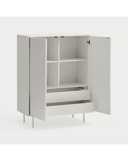 Sierra Beistellschrank mit 2 Türen und 2 internen Schubladen, weiß, 97 x 45 x 130 cm