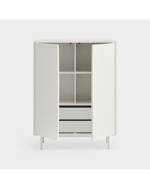 Sierra Beistellschrank mit 2 Türen und 2 internen Schubladen, weiß, 97 x 45 x 130 cm