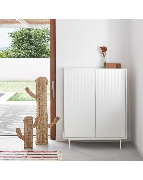 Sierra Beistellschrank mit 2 Türen und 2 internen Schubladen, weiß, 97 x 45 x 130 cm