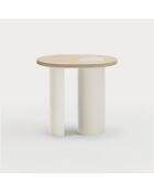 Tavolino nero naturale chiaro con gambe color crema - 60x45x55cm