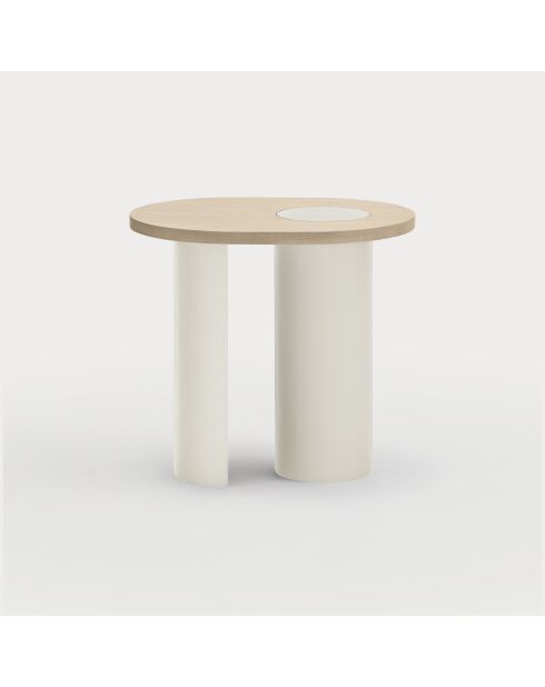 Table d'appoint Nori naturel clair avec pieds crème - 60x45x55cm