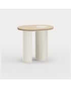Tavolino nero naturale chiaro con gambe color crema - 60x45x55cm