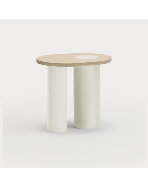 Table d'appoint Nori naturel clair avec pieds crème - 60x45x55cm