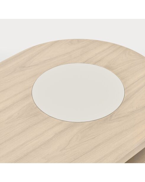 Table d'appoint Nori naturel clair avec pieds crème - 60x45x55cm