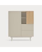 Meuble d'appoint Otto 2 portes et 2 tiroirs sable et chêne - 100x40x45cm