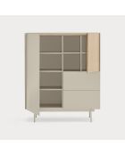 Meuble d'appoint Otto 2 portes et 2 tiroirs sable et chêne - 100x40x45cm