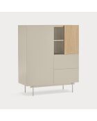 Meuble d'appoint Otto 2 portes et 2 tiroirs sable et chêne - 100x40x45cm