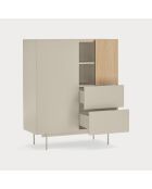 Meuble d'appoint Otto 2 portes et 2 tiroirs sable et chêne - 100x40x45cm