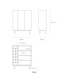 Arista 3-türiger Seitenschrank mit Flaschenhalter, weiße Innenseite — 95x40x120cm