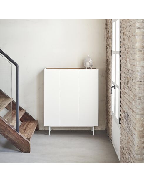 Arista 3-deurs zijkast met flessenhouder witte binnenkant - 95x40x120cm