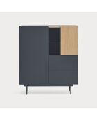 Meuble d'appoint Otto 2 portes et 2 tiroirs gris anthracite et chêne - 100x40x45cm