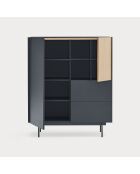 Meuble d'appoint Otto 2 portes et 2 tiroirs gris anthracite et chêne - 100x40x45cm