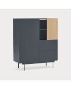 Meuble d'appoint Otto 2 portes et 2 tiroirs gris anthracite et chêne - 100x40x45cm
