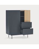Meuble d'appoint Otto 2 portes et 2 tiroirs gris anthracite et chêne - 100x40x45cm