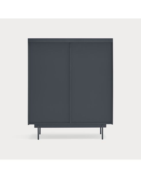 Meuble d'appoint Otto 2 portes et 2 tiroirs gris anthracite et chêne - 100x40x45cm