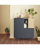 Meuble d'appoint Otto 2 portes et 2 tiroirs gris anthracite et chêne - 100x40x45cm