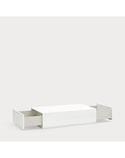 Table basse Doric 2 tiroirs blanc/crème - 110x60x28cm