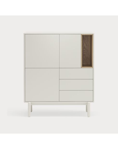 Corvo Beistellschrank 3 Türen, 3 Schubladen und 1 cremefarbene Nische - 100x40x120cm