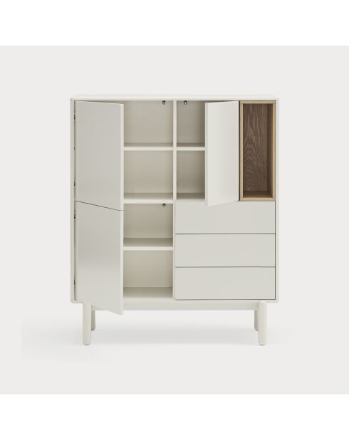 Corvo Beistellschrank 3 Türen, 3 Schubladen und 1 cremefarbene Nische - 100x40x120cm