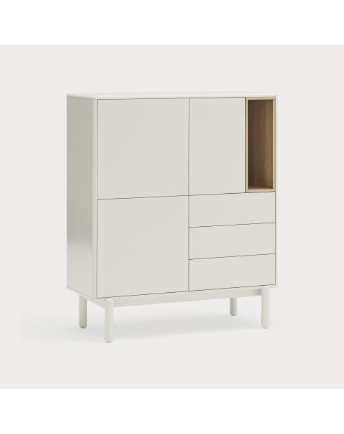 Corvo Beistellschrank 3 Türen, 3 Schubladen und 1 cremefarbene Nische - 100x40x120cm