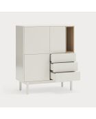 Corvo Beistellschrank 3 Türen, 3 Schubladen und 1 cremefarbene Nische - 100x40x120cm