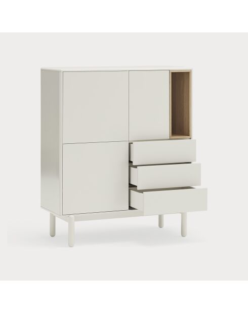 Corvo Beistellschrank 3 Türen, 3 Schubladen und 1 cremefarbene Nische - 100x40x120cm
