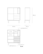 Corvo Beistellschrank 3 Türen, 3 Schubladen und 1 cremefarbene Nische - 100x40x120cm