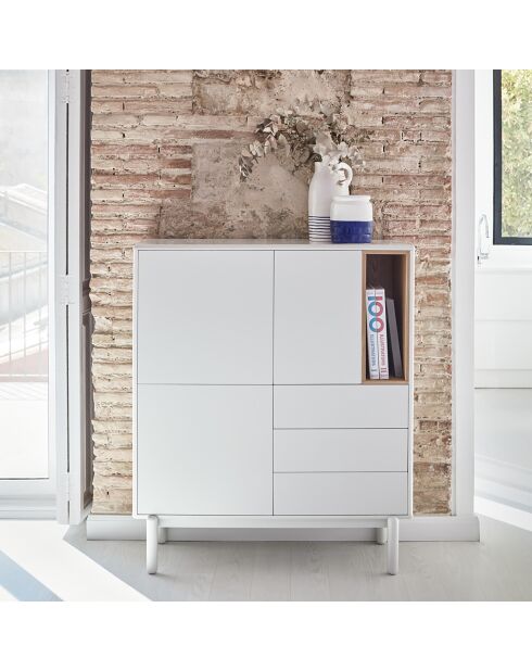 Corvo Beistellschrank 3 Türen, 3 Schubladen und 1 cremefarbene Nische - 100x40x120cm