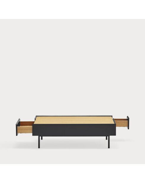 Table basse Arista 2 tiroirs noire - 110x60x34cm