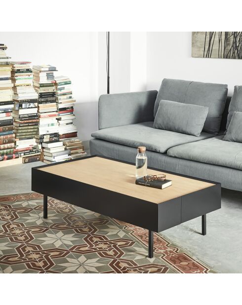 Table basse Arista 2 tiroirs noire - 110x60x34cm