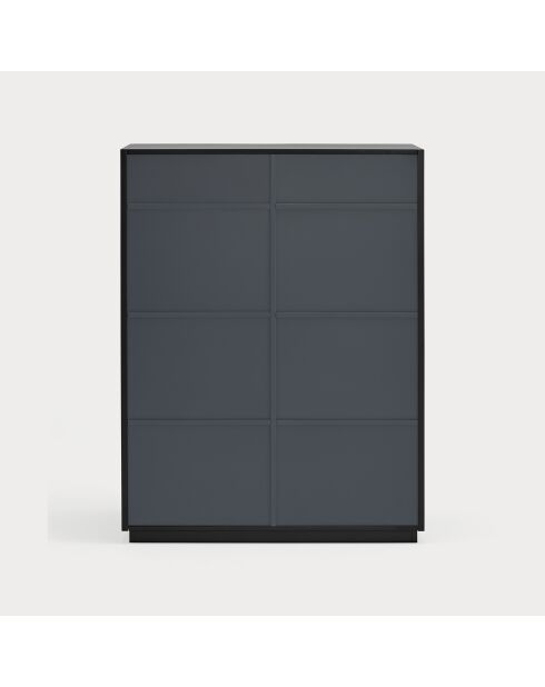 Doric bijzetkast 2 deuren en 2 laden zwart/antraciet - 92x46x120cm