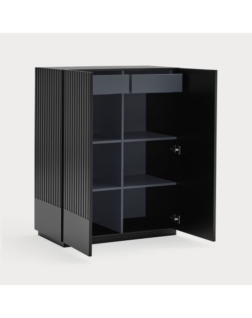 Doric bijzetkast 2 deuren en 2 laden zwart/antraciet - 92x46x120cm