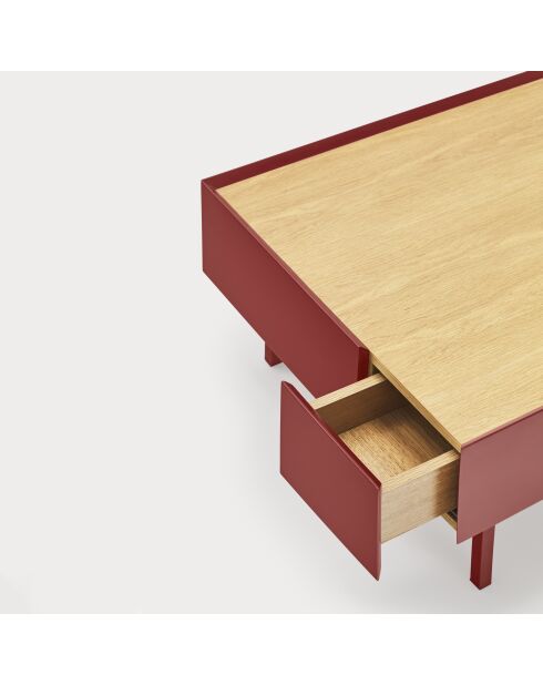 Arista Couchtisch mit 2 Schubladen burgunderrot - 110x60x34cm