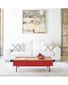 Arista Couchtisch mit 2 Schubladen burgunderrot - 110x60x34cm