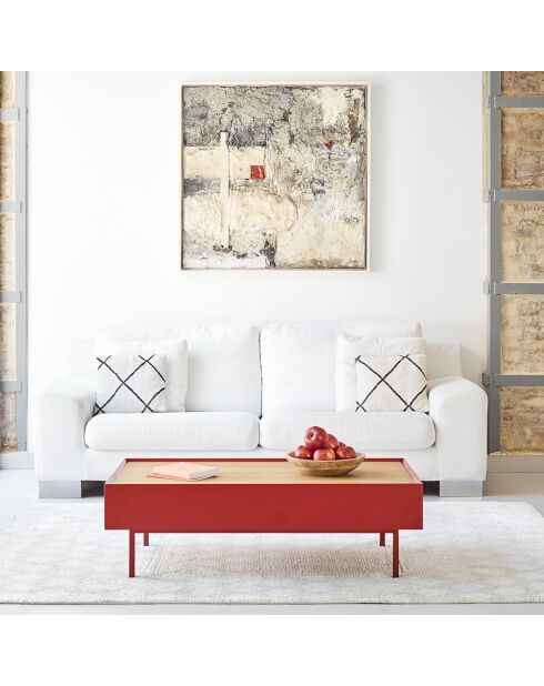 Arista Couchtisch mit 2 Schubladen burgunderrot - 110x60x34cm