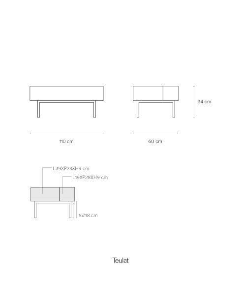 Arista Couchtisch 2 Schubladen grün - 110x60x34cm