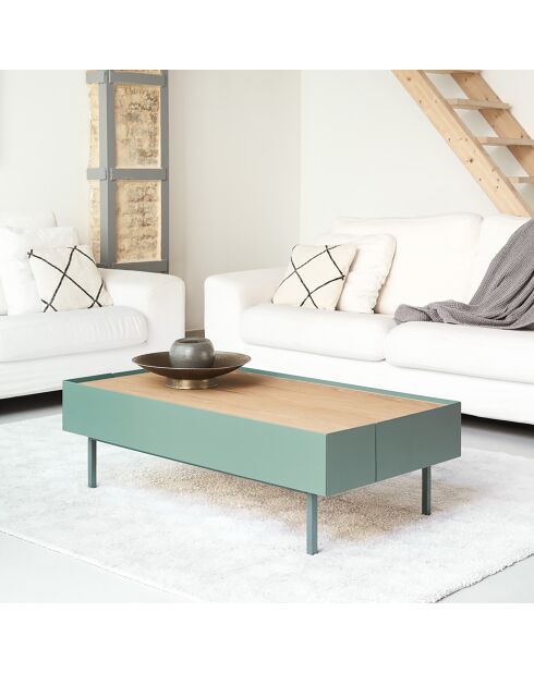 Arista Couchtisch 2 Schubladen grün - 110x60x34cm