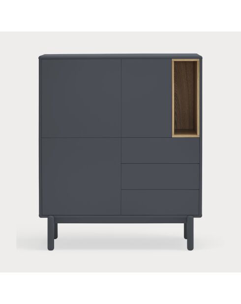 Corvo Beistellschrank 3 Türen, 3 Schubladen und 1 Nische in Anthrazitgrau - 100x40x120cm