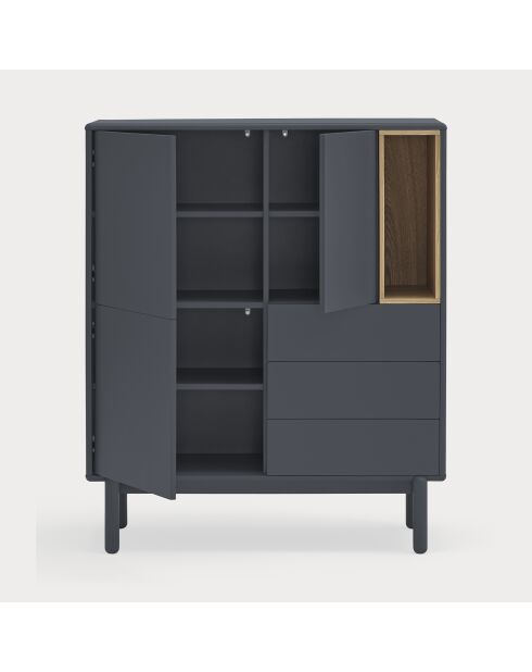 Corvo Beistellschrank 3 Türen, 3 Schubladen und 1 Nische in Anthrazitgrau - 100x40x120cm