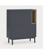 Mobile laterale Corvo 3 ante, 3 cassetti e 1 nicchia in grigio antracite - 100x40x120cm