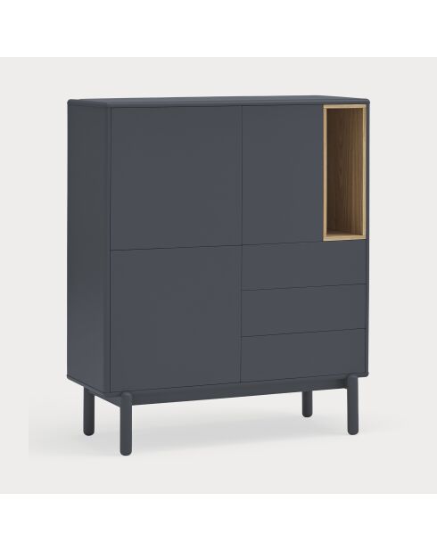 Corvo Beistellschrank 3 Türen, 3 Schubladen und 1 Nische in Anthrazitgrau - 100x40x120cm