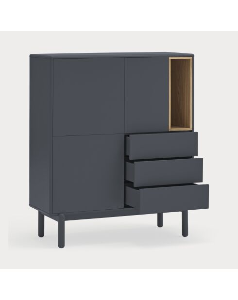 Corvo Beistellschrank 3 Türen, 3 Schubladen und 1 Nische in Anthrazitgrau - 100x40x120cm