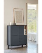 Mobile laterale Corvo 3 ante, 3 cassetti e 1 nicchia in grigio antracite - 100x40x120cm
