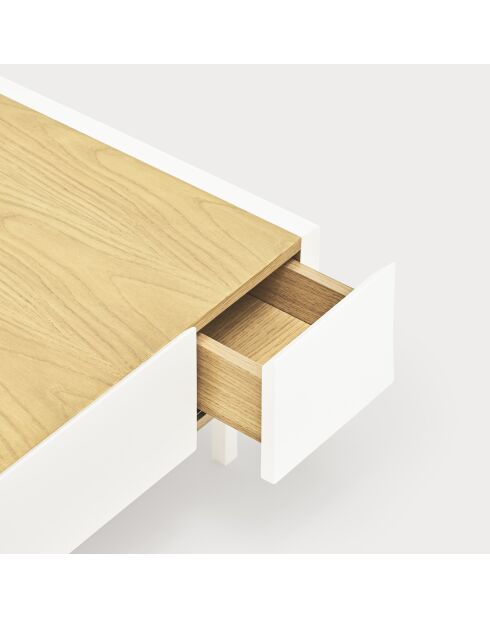 Table basse Arista 2 tiroirs blanche - 110x60x34cm