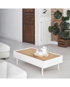 Table basse Arista 2 tiroirs blanche - 110x60x34cm