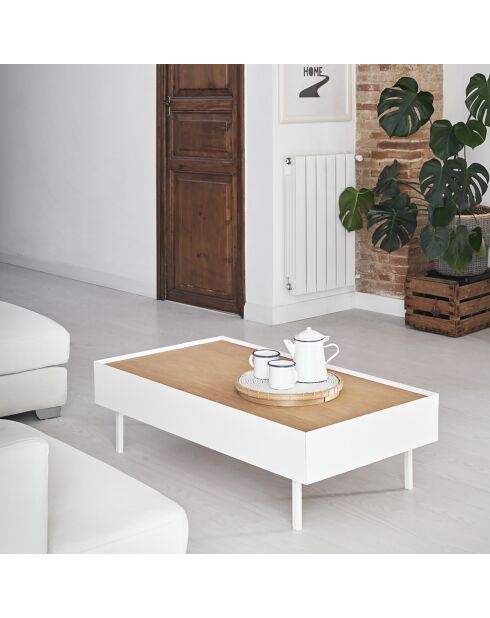 Table basse Arista 2 tiroirs blanche - 110x60x34cm