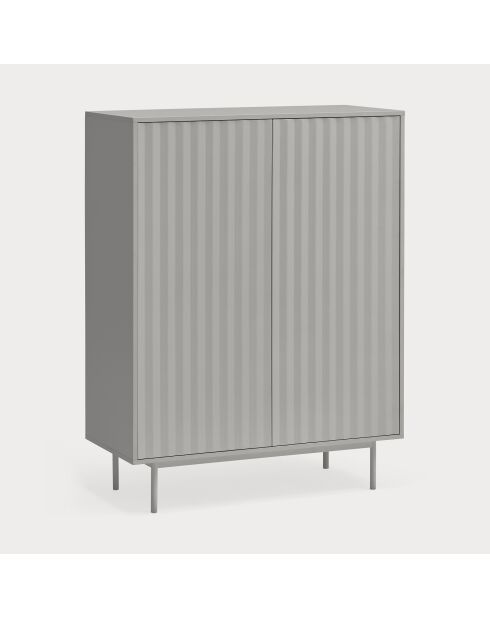 Meuble d'appoint Sierra 2 portes et 2 tiroirs intérieurs gris clair - 97x45x130cm