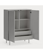 Meuble d'appoint Sierra 2 portes et 2 tiroirs intérieurs gris clair - 97x45x130cm