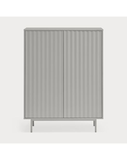 Meuble d'appoint Sierra 2 portes et 2 tiroirs intérieurs gris clair - 97x45x130cm