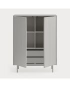 Meuble d'appoint Sierra 2 portes et 2 tiroirs intérieurs gris clair - 97x45x130cm